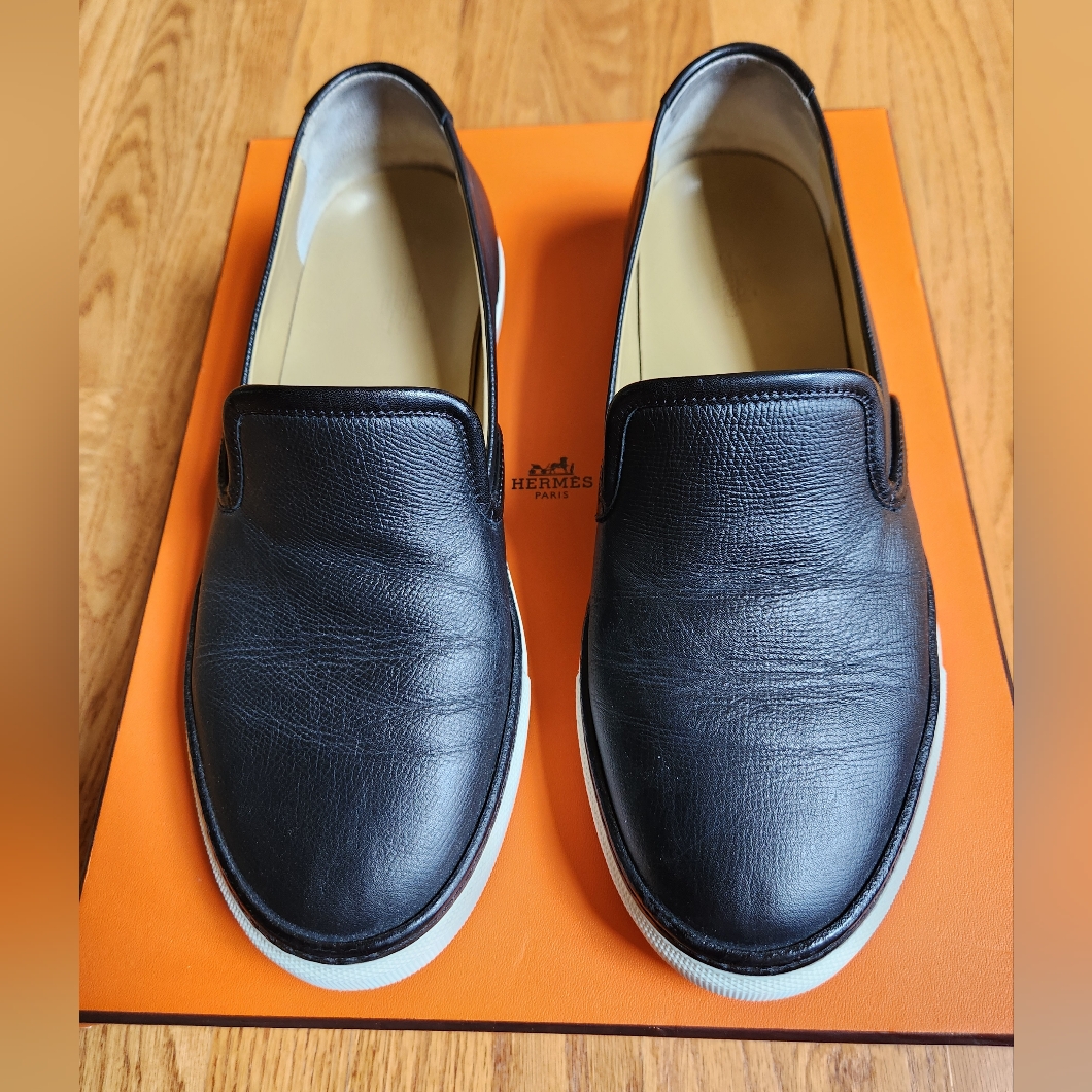 Hermes Kick Noir Epson Leather Loafer